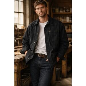 Zip Code Chore Coat Jacket Oversized Workwear Utility Sz L. FITS LIKE A SIZE XL